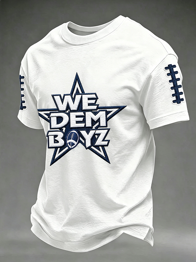 Men'S Football Printed Round Neck T-Shirt