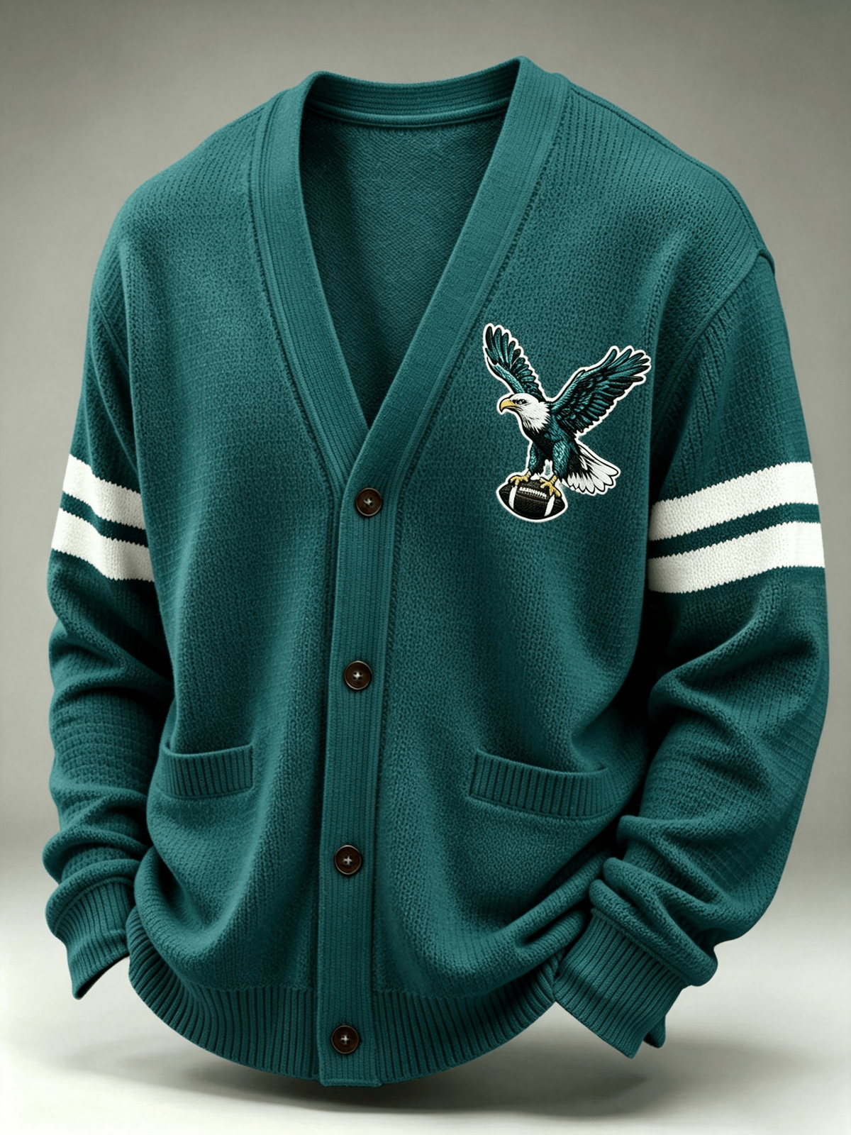 Men'S Casual Football Printed Cardigan