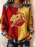 Women'S Football Printed Casual Waffle Sweatshirt