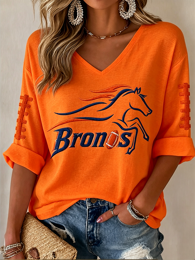 Women'S Football Print Waffle  Top