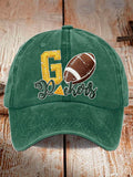 Unisex Football Washed Retro Printed Baseball Cap