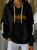 Women'S Football Print Hooded Sweatshirt