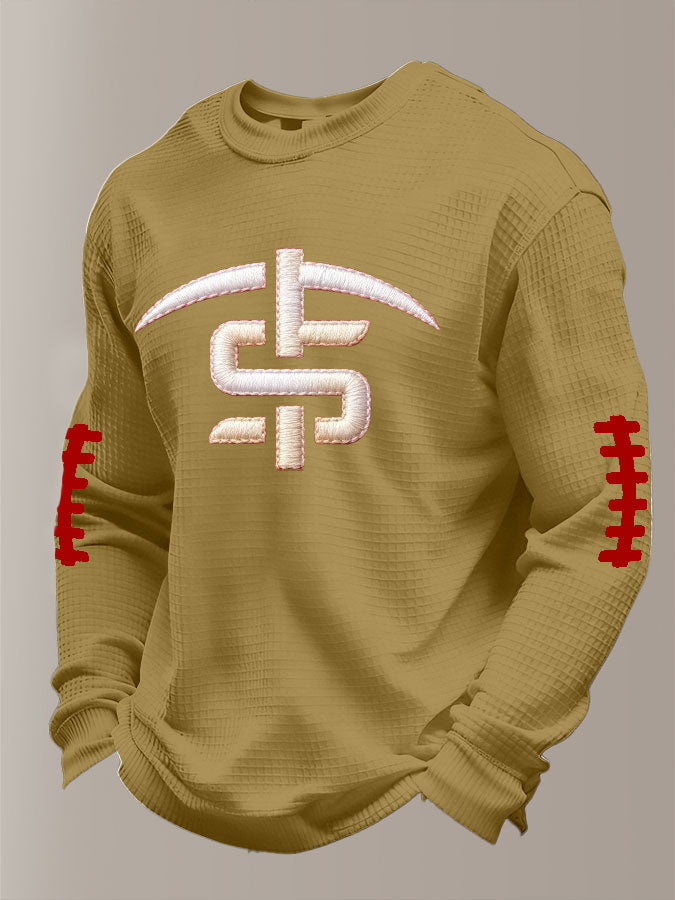 Men'S Football Printed Waffle Sweatshirt