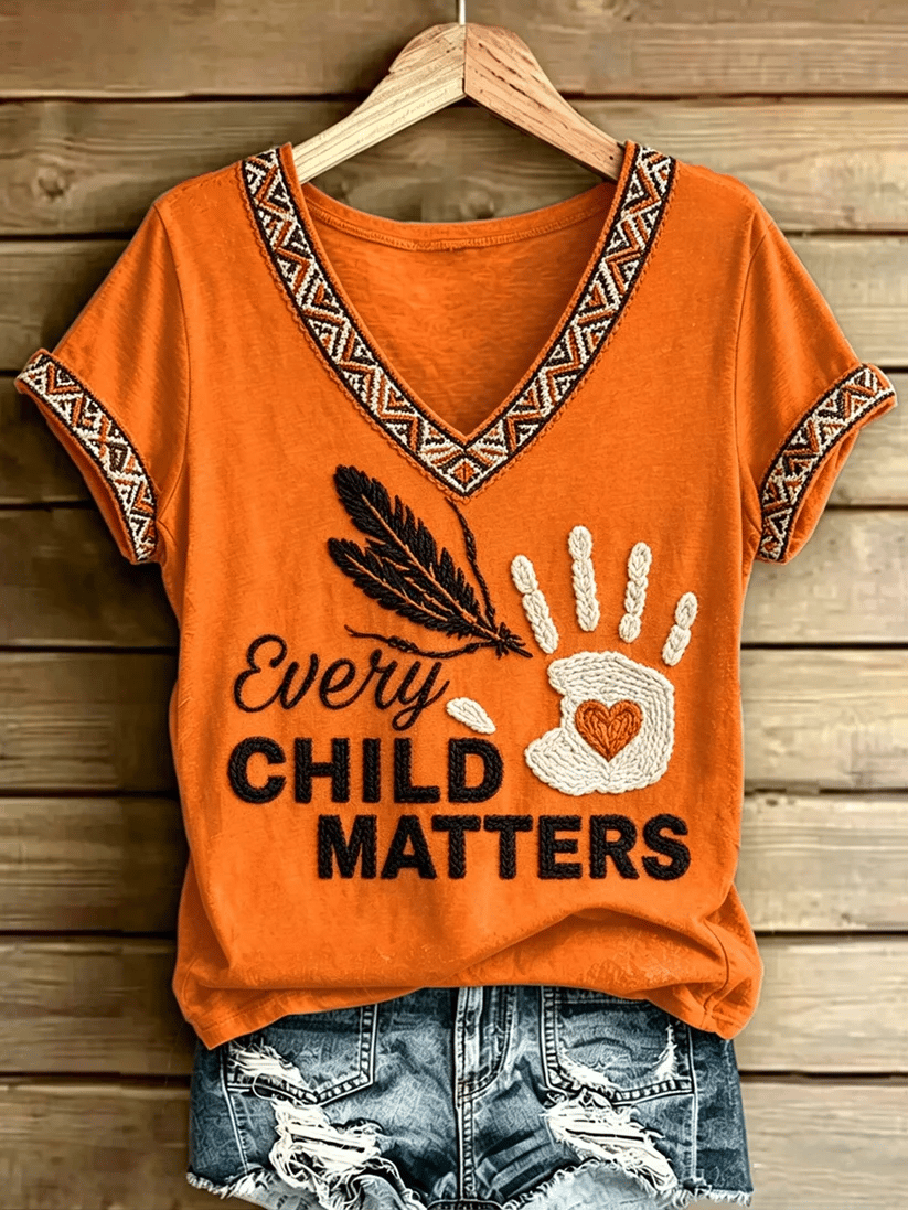 Women's  Retro Orange Shirt Day  Print T-shirt