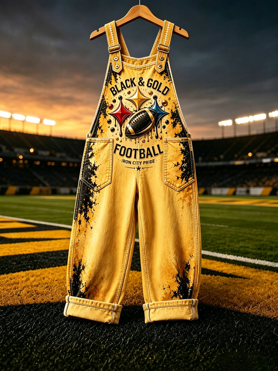 Women's Football Fans Print Patchwork Jumpsuit