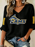 Women'S Football Print Waffle Top
