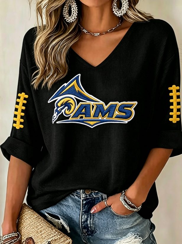 Women'S Football Print Waffle Top