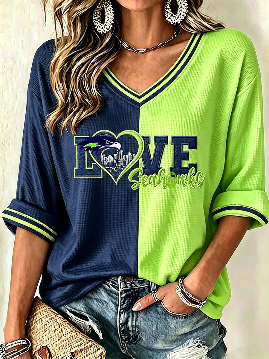 Women'S Football Fans Printed V-Neck Short Sleeved Top