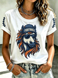 Women's  Football Printed Retro Fashion Printed T-shirt