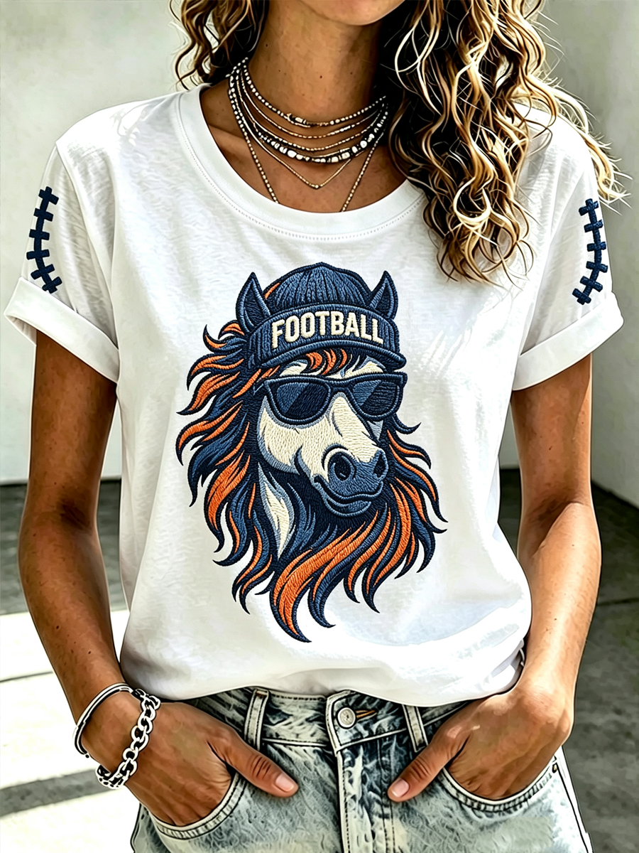 Women's  Football Printed Retro Fashion Printed T-shirt
