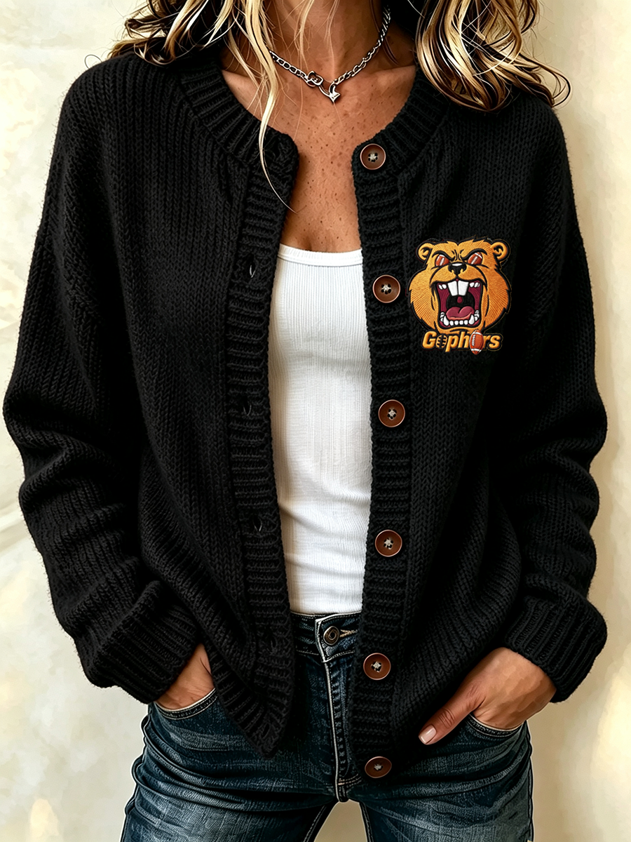 Women'S Casual Football Plant Knitted Cardigan Top