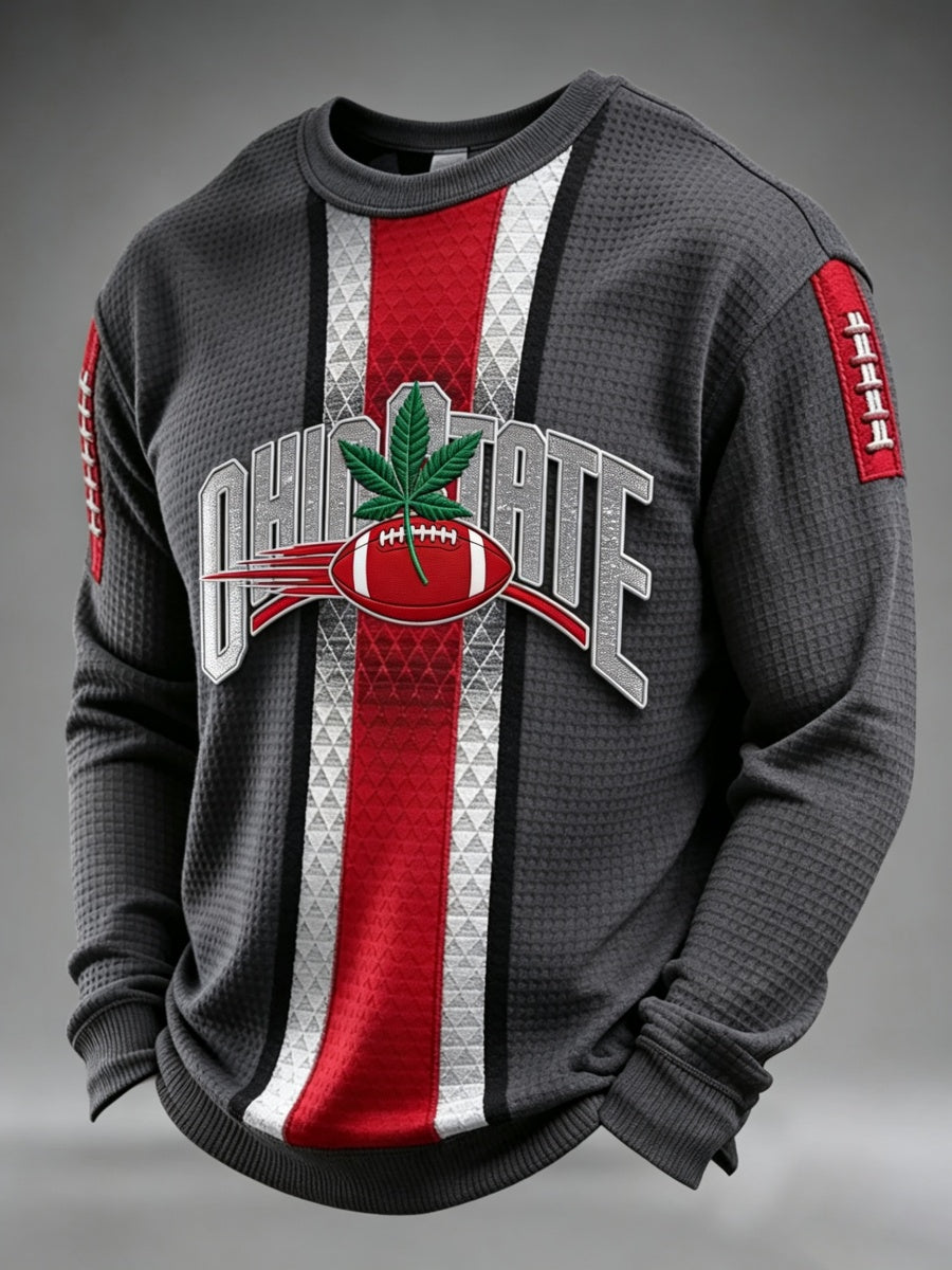 Men'S Football Game Printed Waffle Sweatshirt