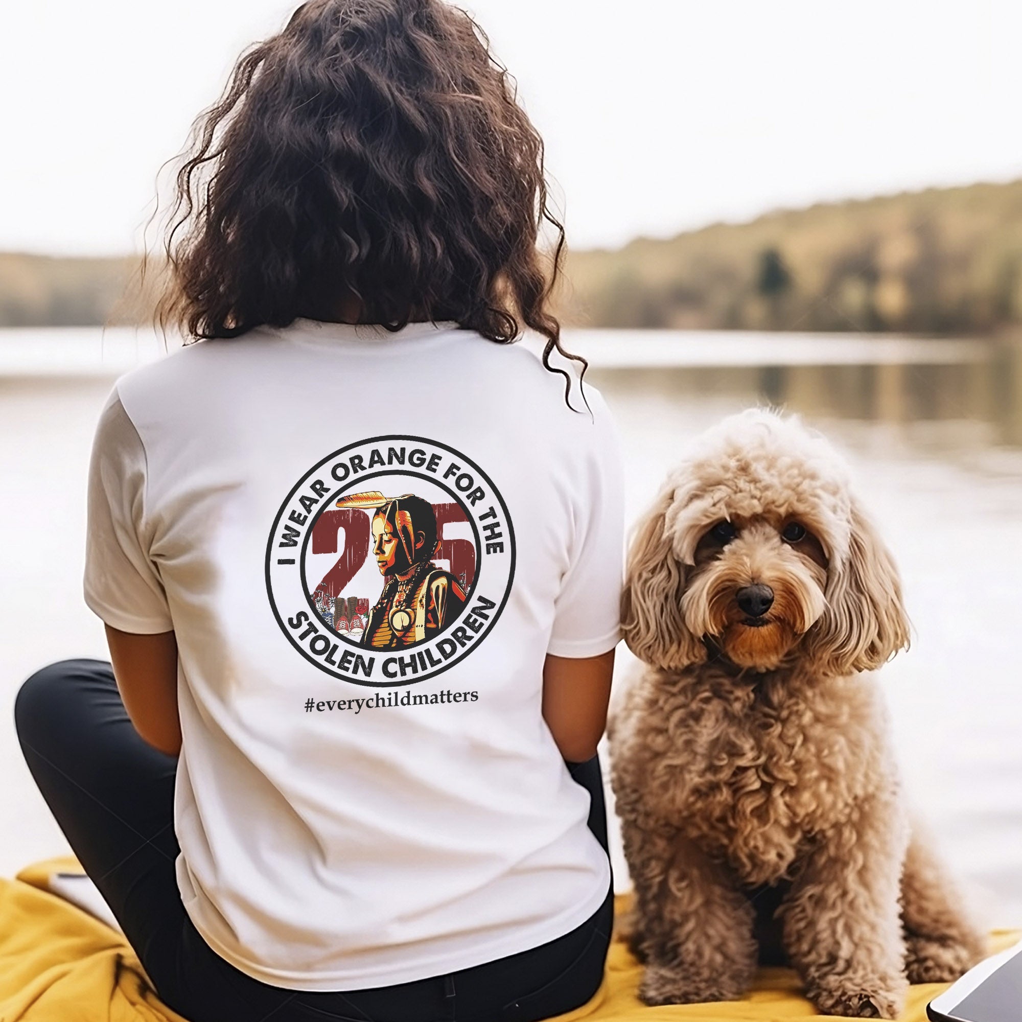 Every Child Matters Wearing 215 Stolen Children Circle For Orange Shirt Day Unisex Back T-shirt/Hoodie/Sweatshirt
