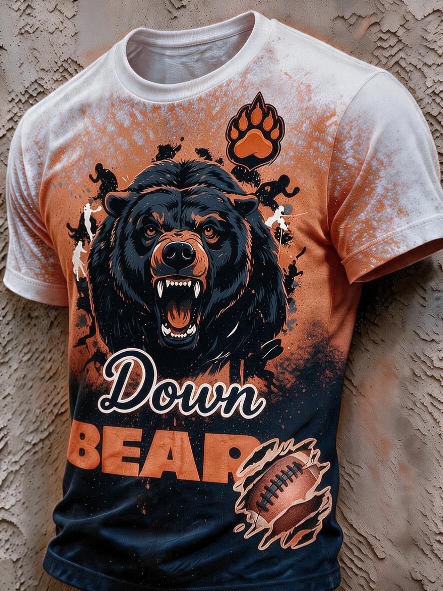 Men'S American Football Fan Print Casual T-Shirt