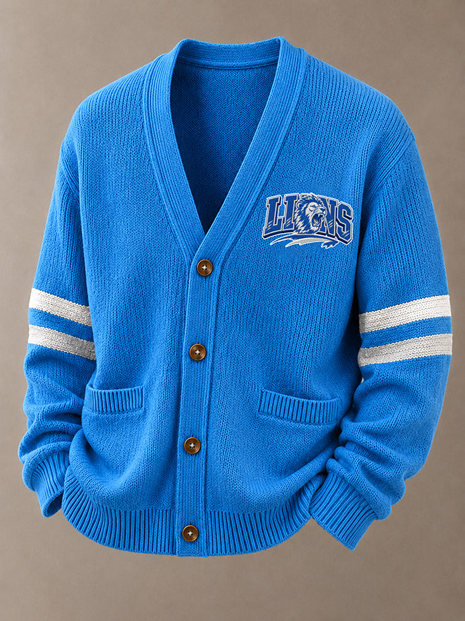 Men'S Casual Rugby Printed Cardigan