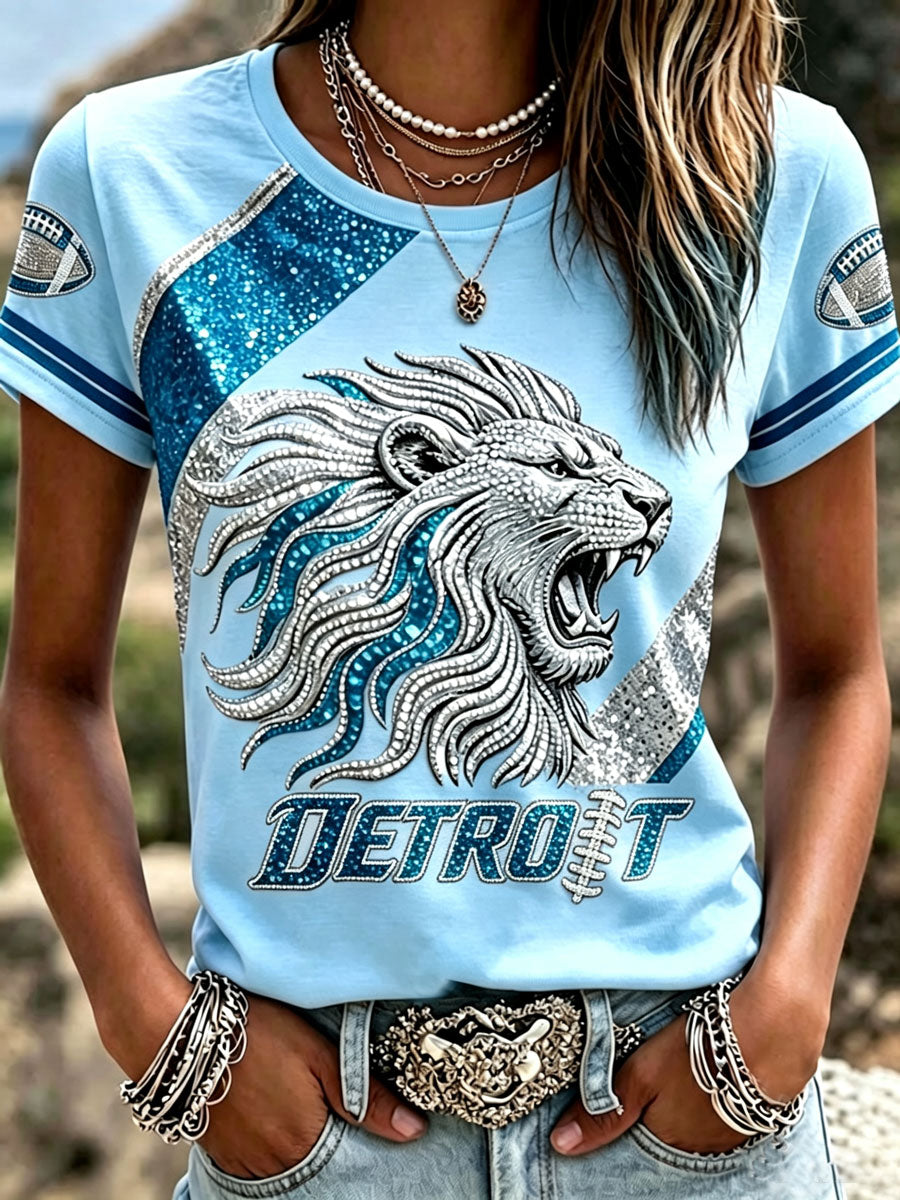 Women'S Fan Printed Round Neck T-Shirt