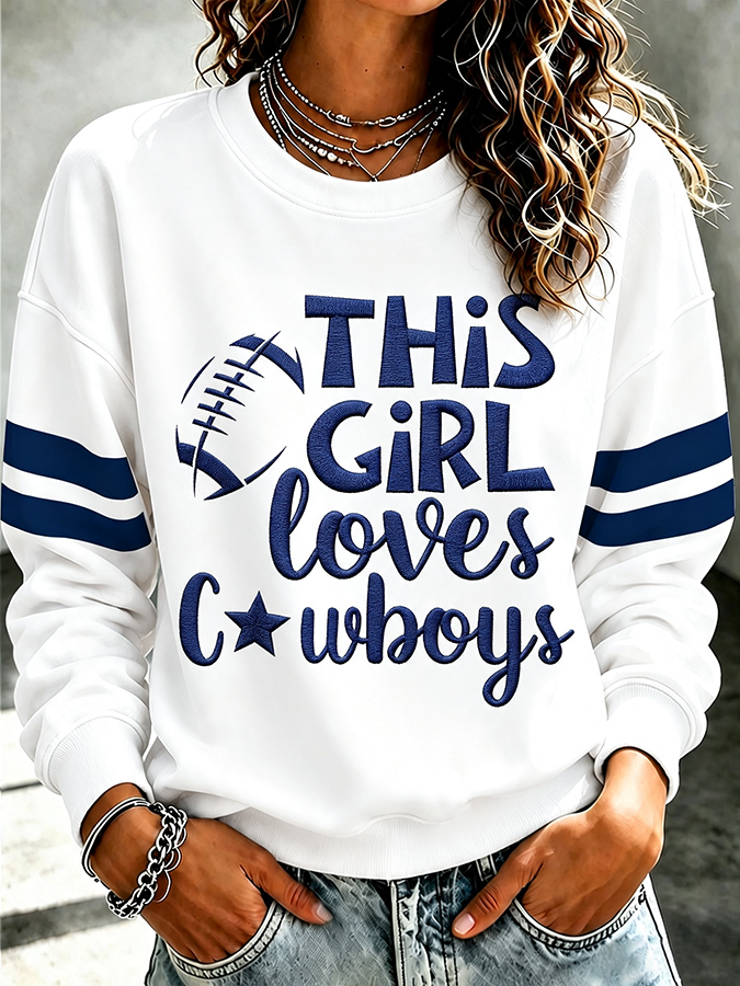 Ladies' Rugby Printed Round Neck T-Shirt