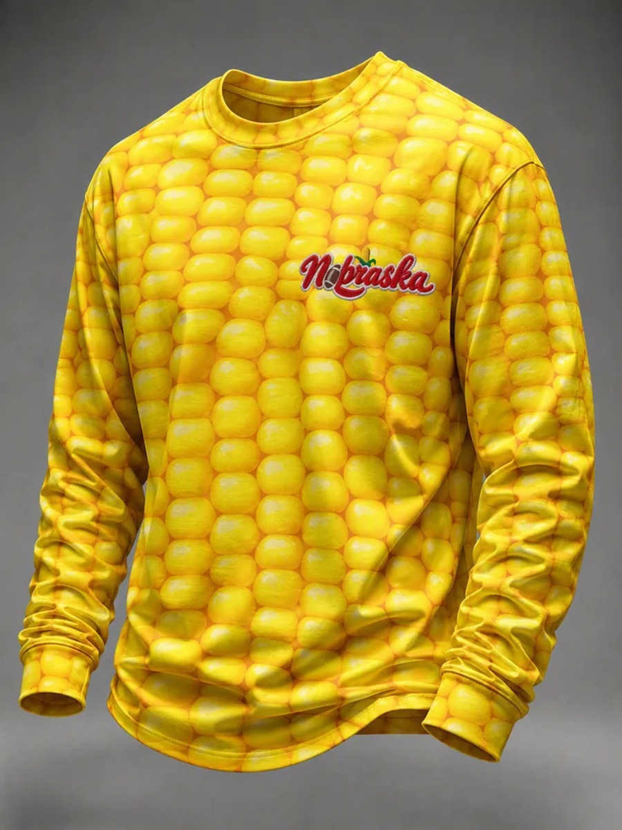 Men's Football Printed Round Neck Long Sleeved Sports Shirt