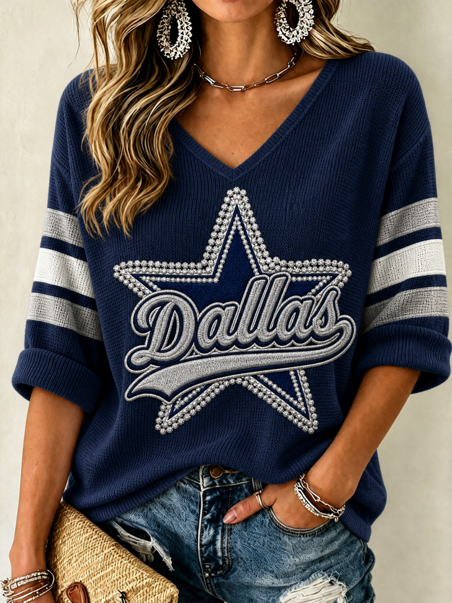Women's Football Print Waffle  Top