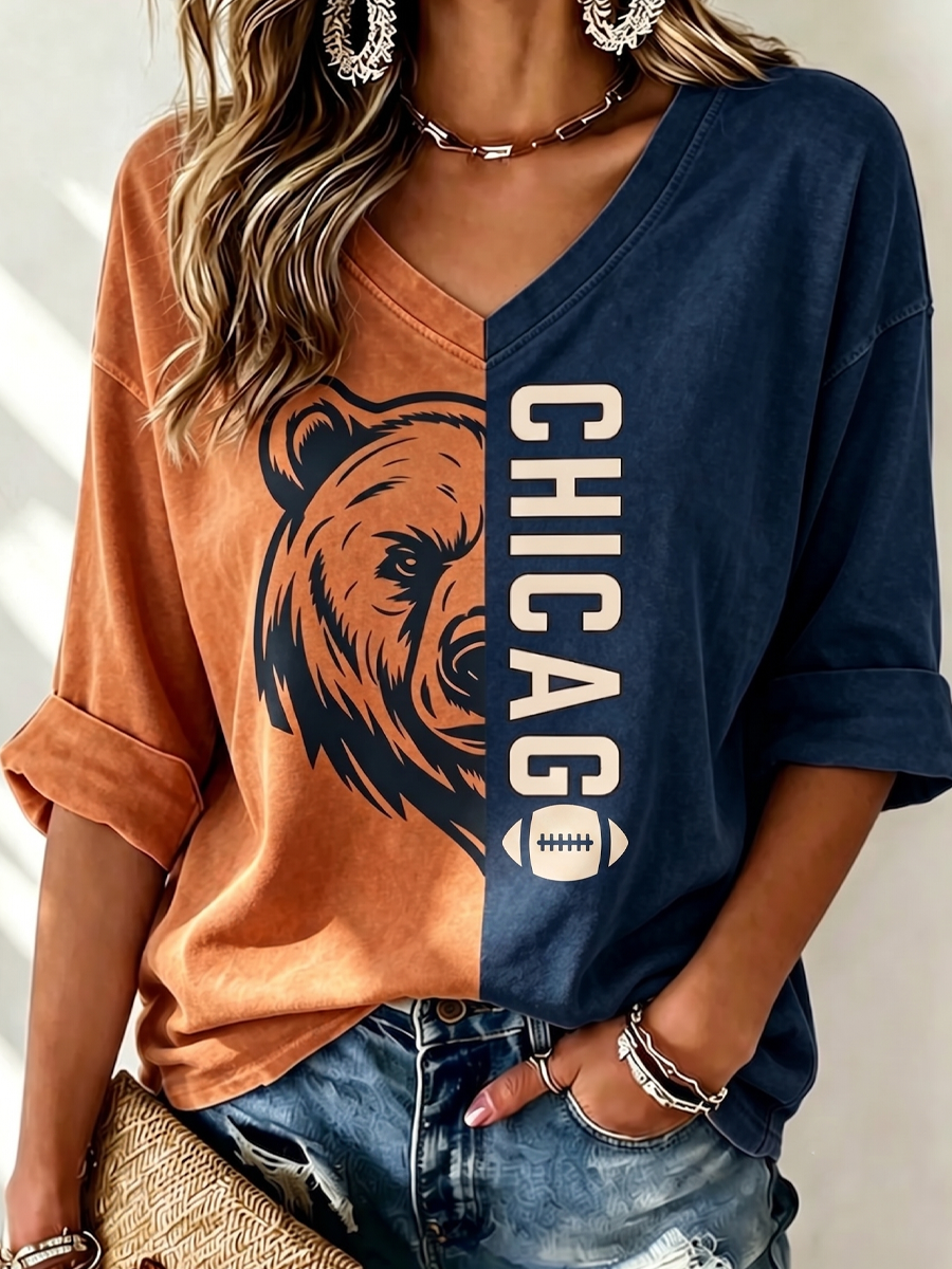Women'S Football Printed Short Sleeved T-Shirt