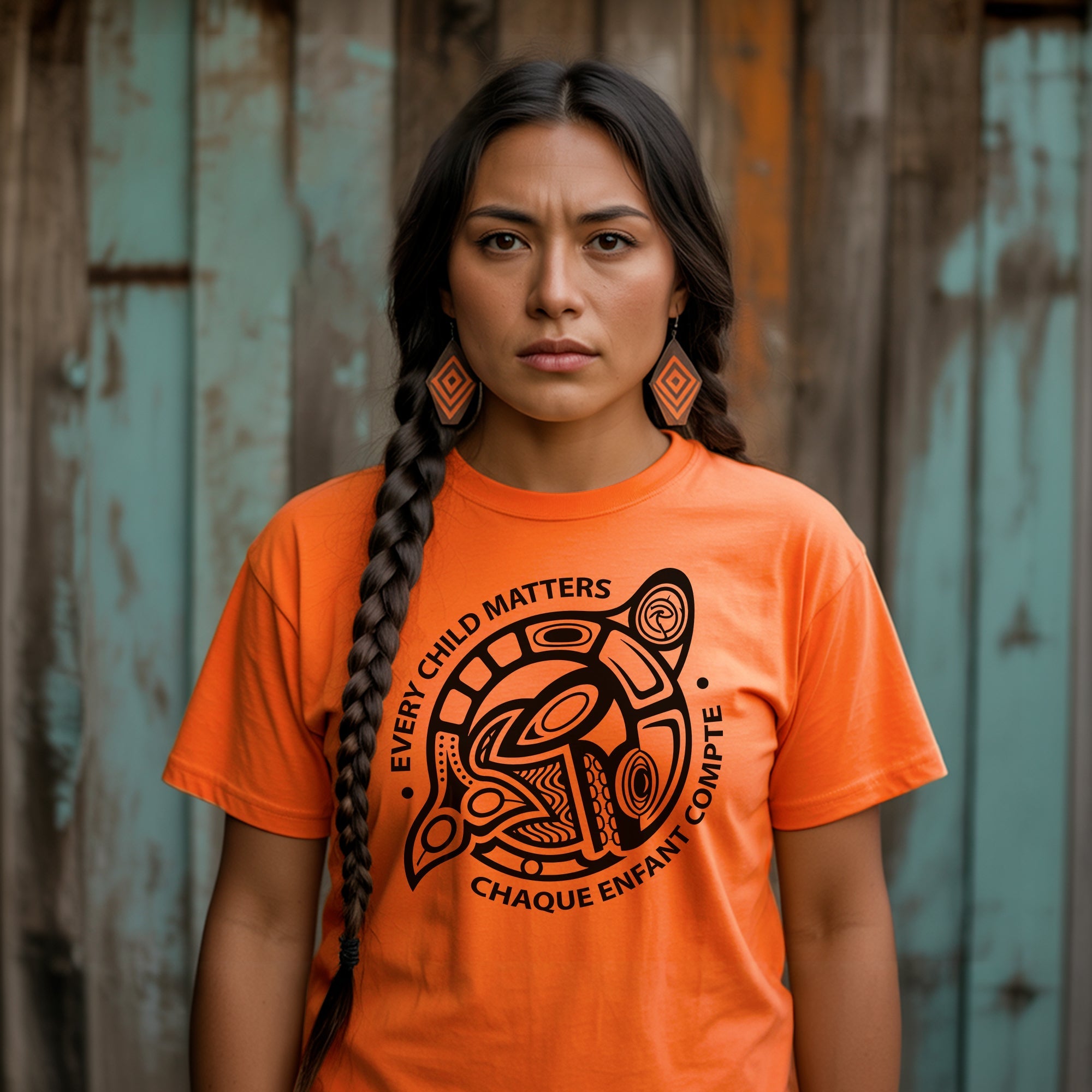 Every Child Matters Chaque Enfant Compte – Indigenous Turtle Orange Shirt Day Unisex T-shirt/Hoodie/Sweatshirt