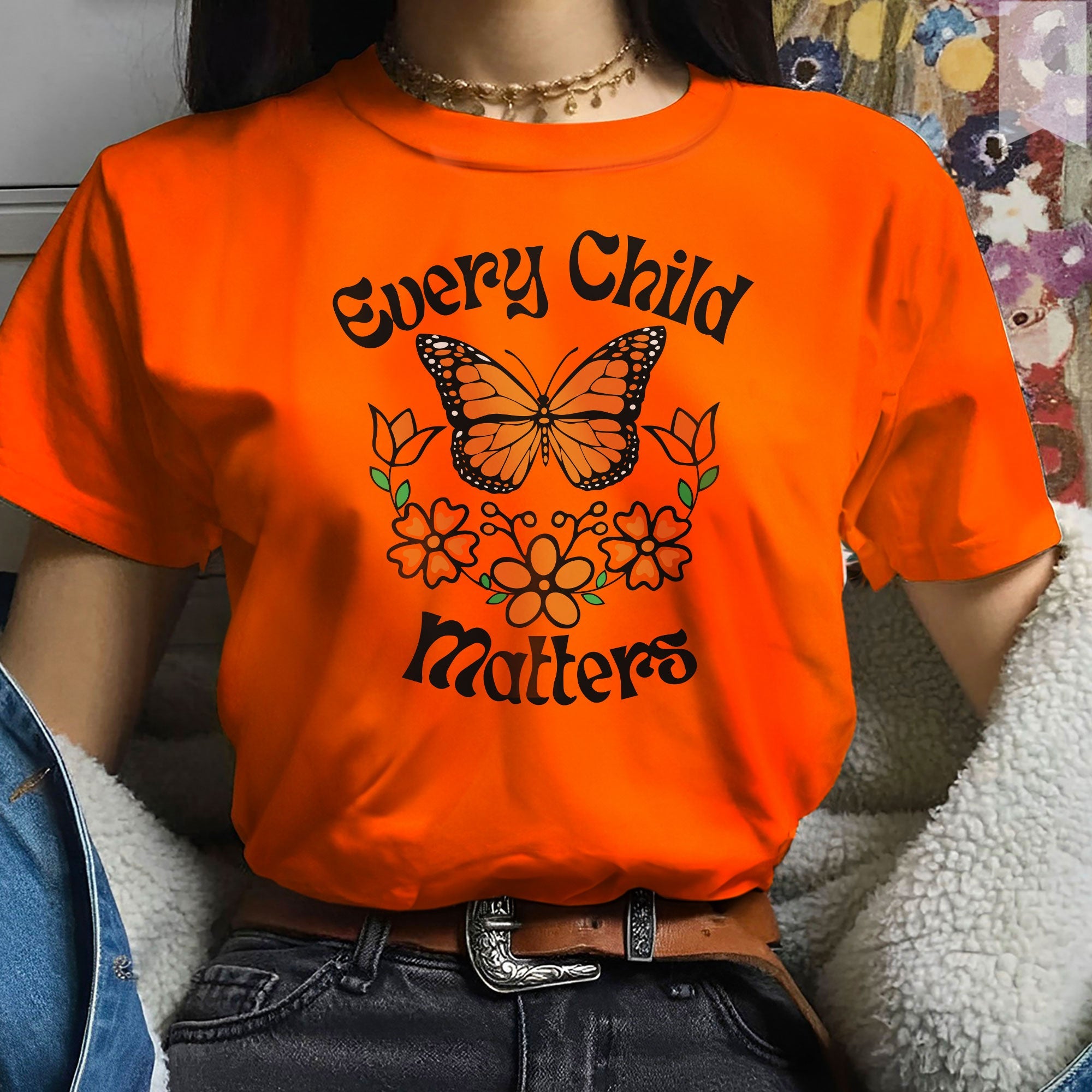 Every Child Matters Native Orange Butterfly Native American Unisex T-shirt/Hoodie/Sweatshirt