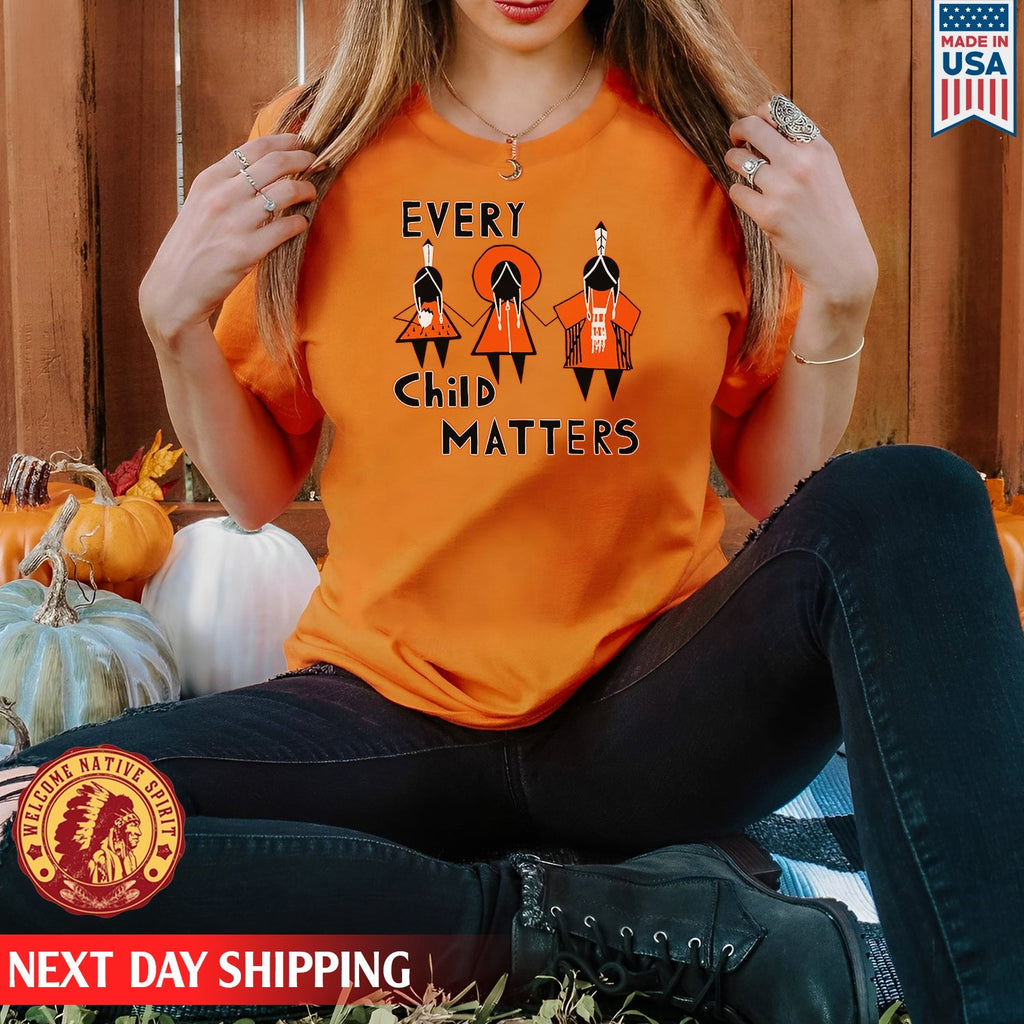 Every Child Matters Three Children Together Wear Orange Day Unisex T-shirt/Hoodie/Sweatshirt