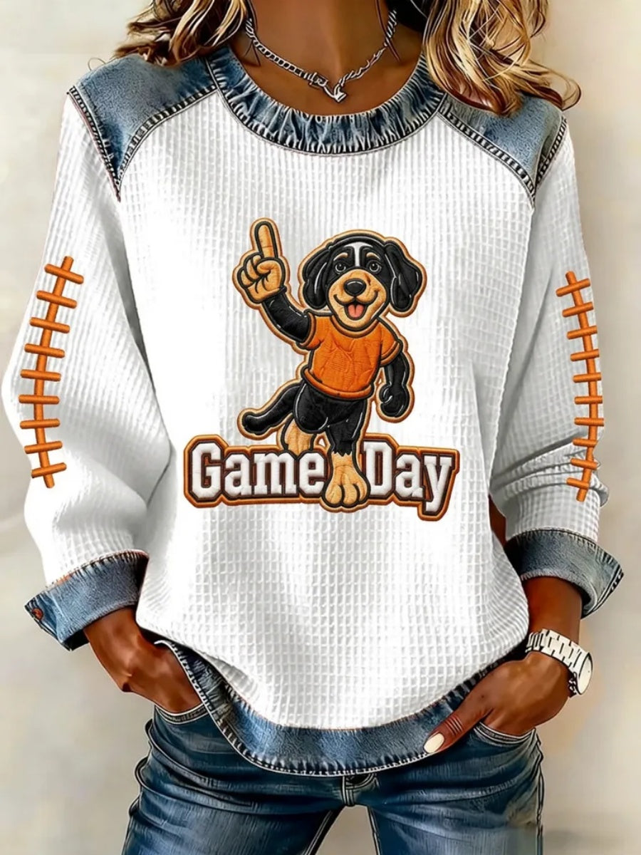 Women'S Football Printed Casual Long Sleeve Top