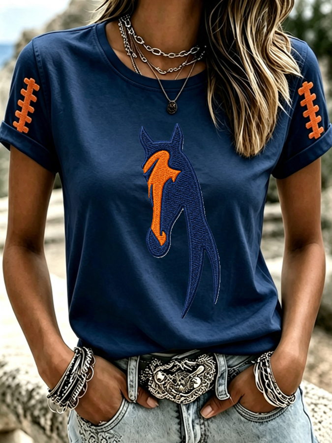 Women'S Casual Football Tie Dye Sports T-Shirt