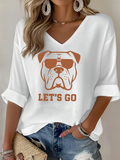 Women'S Football Print Casual Waffle T-Shirt
