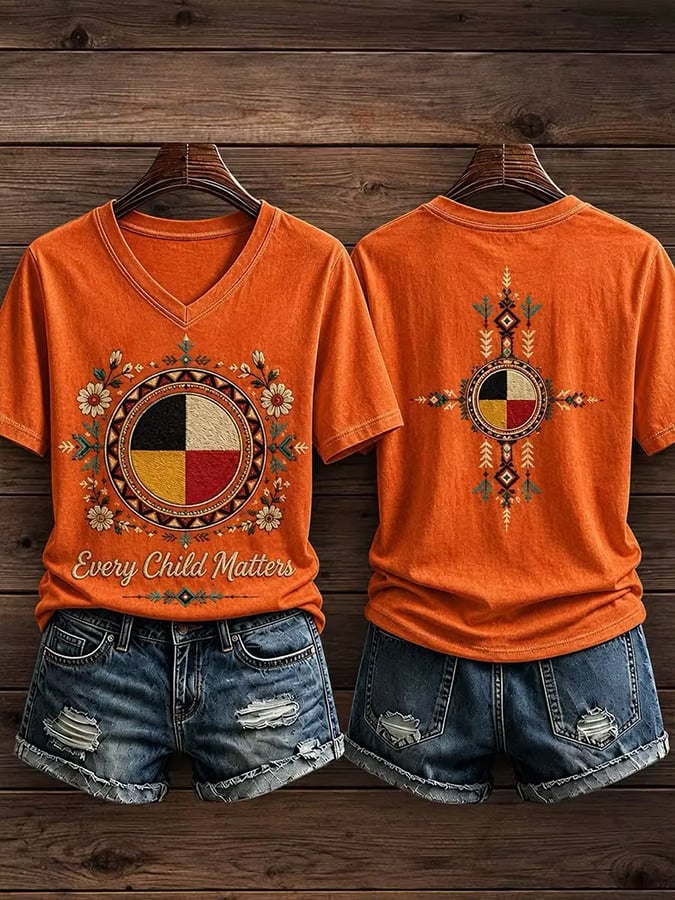 Women's Orange Shirt Day Art Printed T-shirt