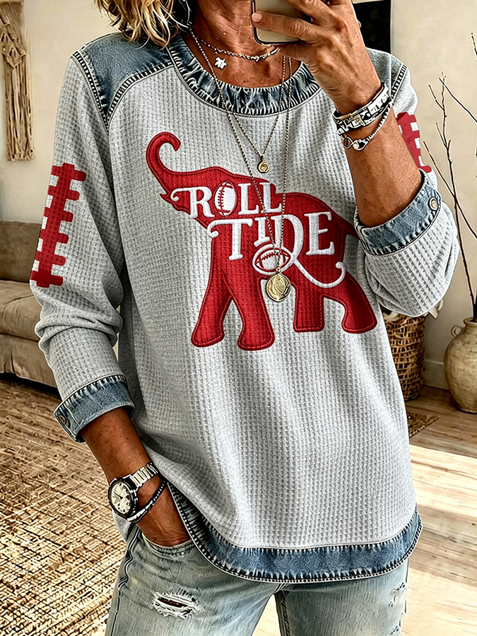 Women'S Football Printed Casual Long Sleeve Top