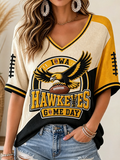 Women'S Football Print Waffle Top