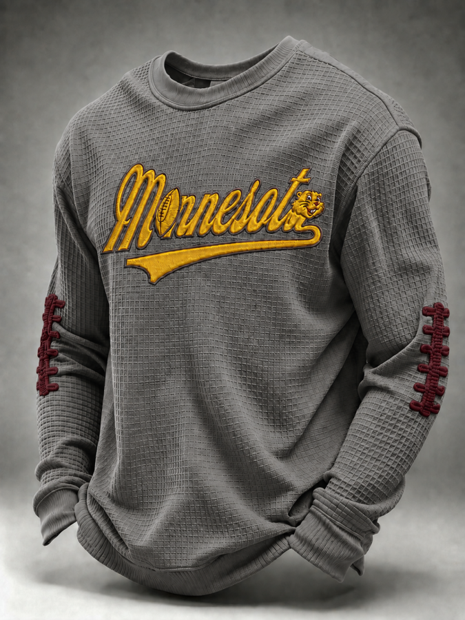 Men'S Football Printed Waffle Sweatshirt