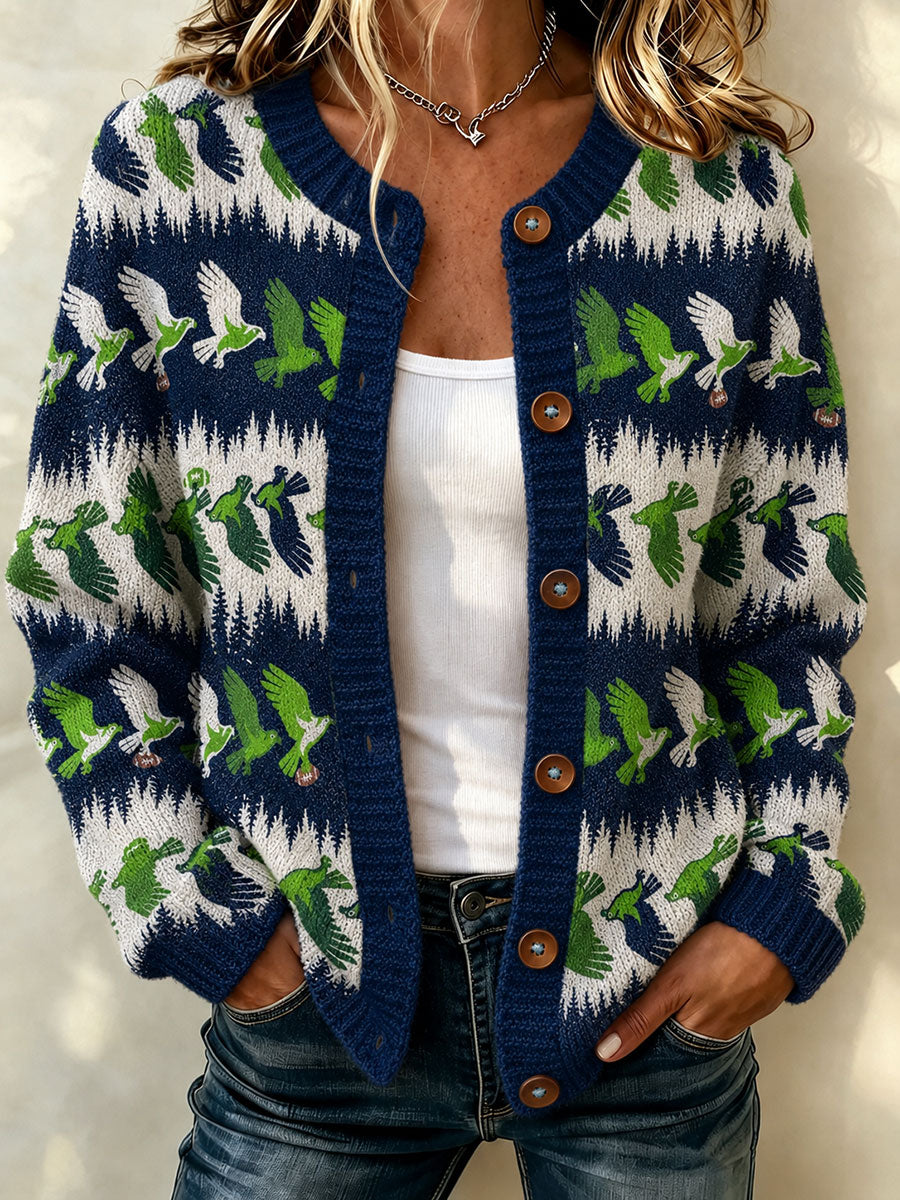 Women's American football knit cardigan