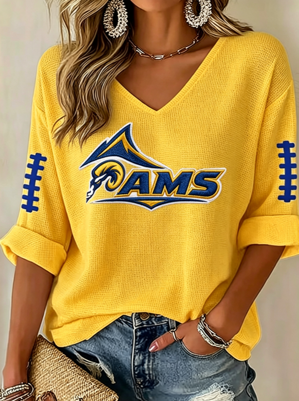 Women'S Football Print Waffle Top
