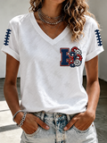 Women'S Rugby Printed V-Neck T-Shirt