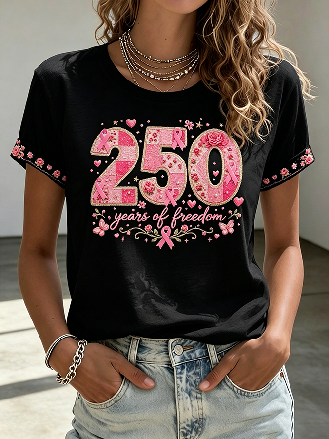 Women'S Breast Cancer Awareness Printed Casual T-Shirt