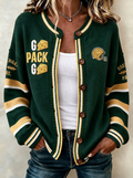 Women's Green Bay Packers Cheesehead Helmet Printed Cardigan