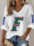 Women'S Football Print Waffle  Top