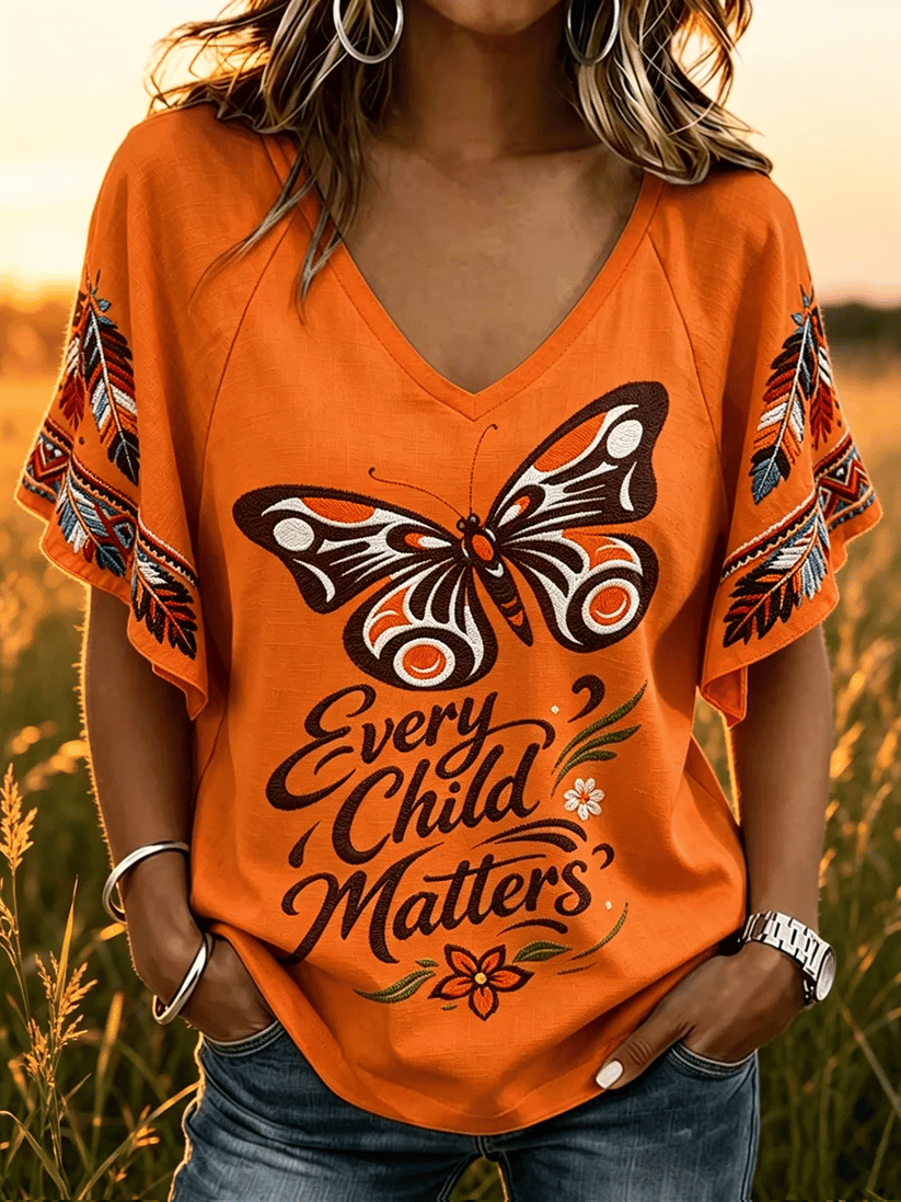 Women's  RetroOrange Shirt Day Print T-shirt