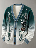 Men'S Casual Rugby Printed Cardigan