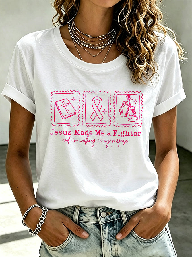 Women'S Breast Cancer Awareness Printed Casual T-Shirt
