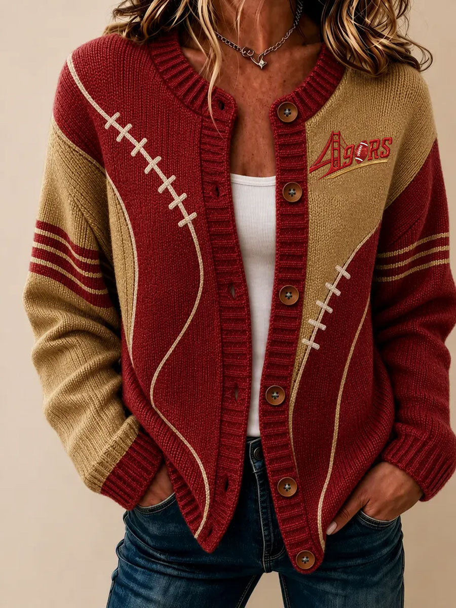 Women's Football Sports Casual Knitted Cardigan