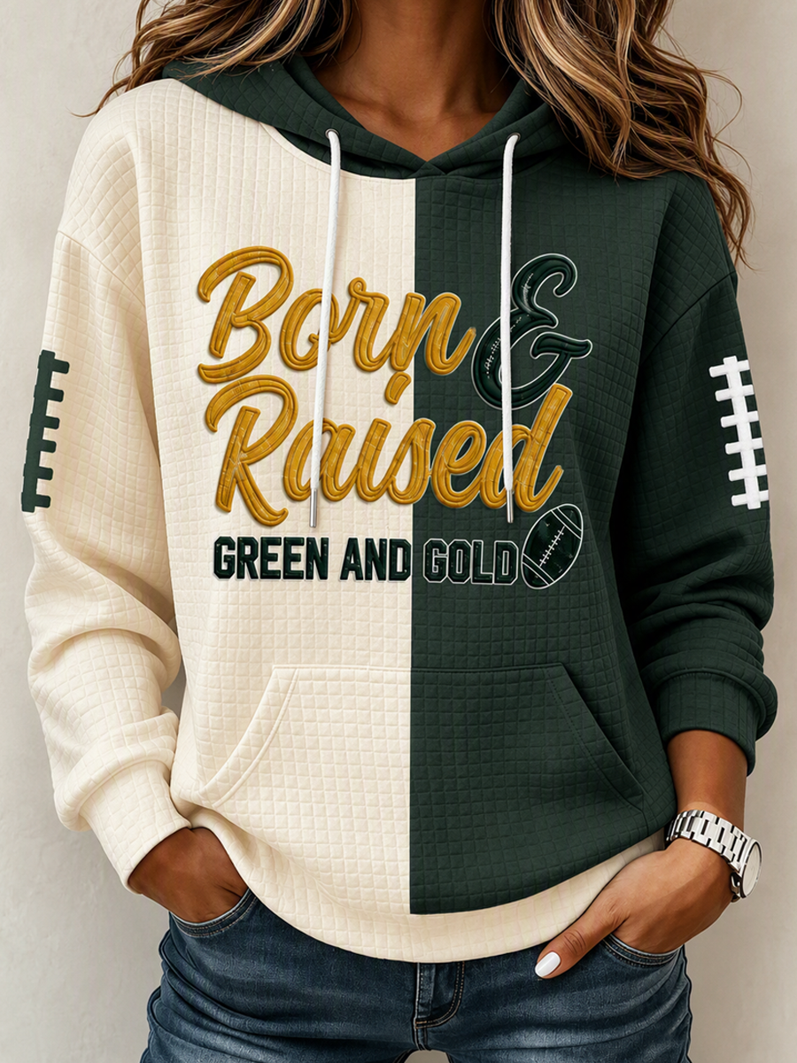 Women's casual football printed hoodie