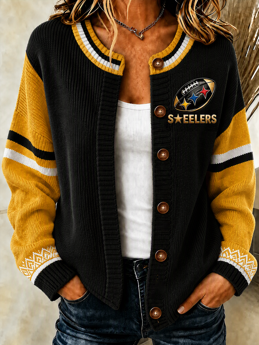 Women's Football Print Knit Cardigan