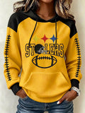 Women'S Football Print Hooded Sweatshirt