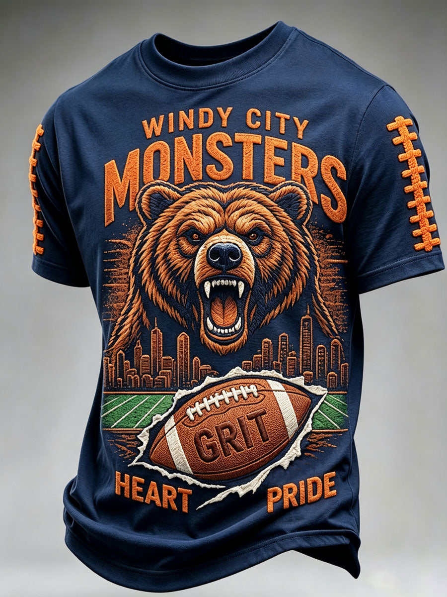 Men'S Football Fan Print Casual T-Shirt