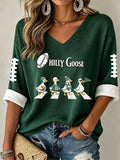 Women'S Football Print Waffle  Top