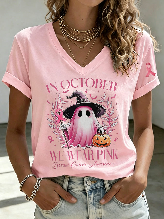 Women's In October We Wear Pink  Print T-shirt